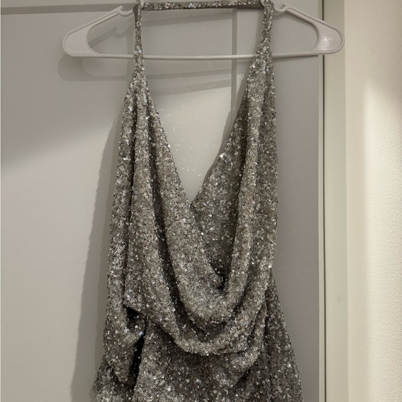 Zara Ruched Halter Sequin Top - Picture 6 of 6